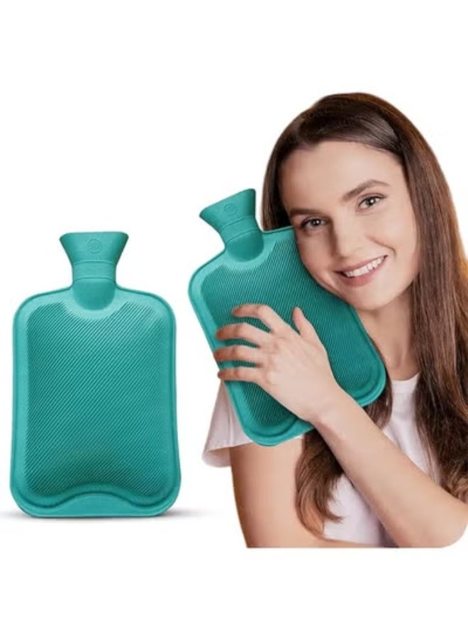 قربة مياه مطاطية سعة 2 لتر لتخفيف الآلام والتدفئة - قربة حرارية غير كهربائية لعلاج تشنجات الجسم وآلام الظهر والكمادات الساخنة والباردة - Image 5